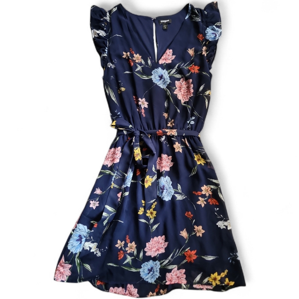 Express Navy Floral Dress- Size Small
